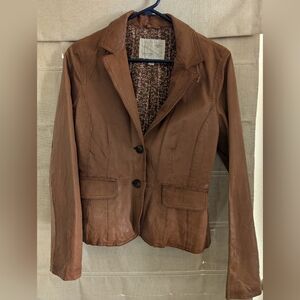 Old Navy Women's 100% Genuine Leather Tan Brown Jacket Size Medium